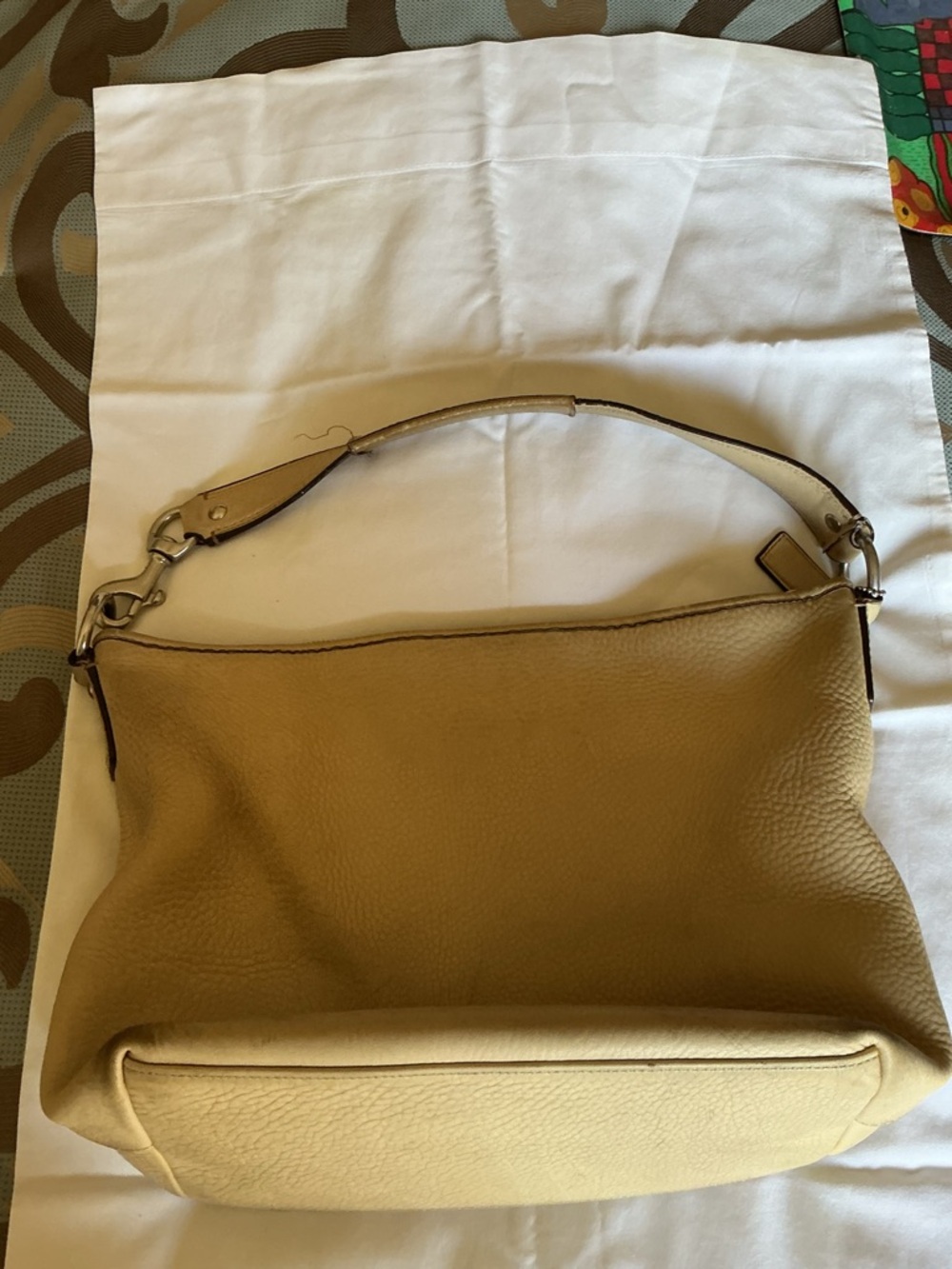 Coach Pebbled Pale Yellow Leather Shoulder Bag - Picture 2 of 12